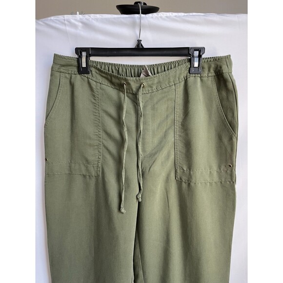 Chico's Military Green Pull On Tapered Pants Size 10T Casual Drawstring Relaxed - Picture 2 of 11